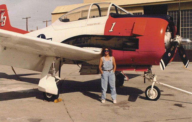 Patty Wagstaff with Evergreen T-28 warbird