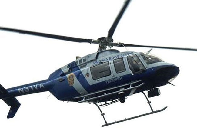 The accident helicopter over Charlottesville