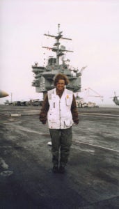 On the deck of the USS Enterprise