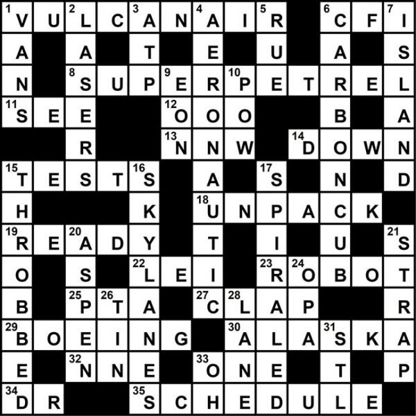 October 2018 Crossword Key