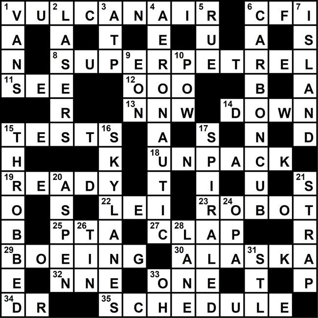 October 2018 Crossword Key