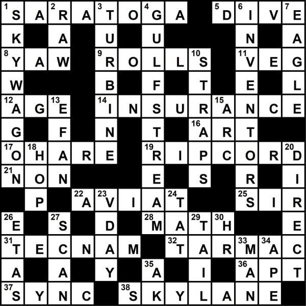 November 2018 Crossword Key