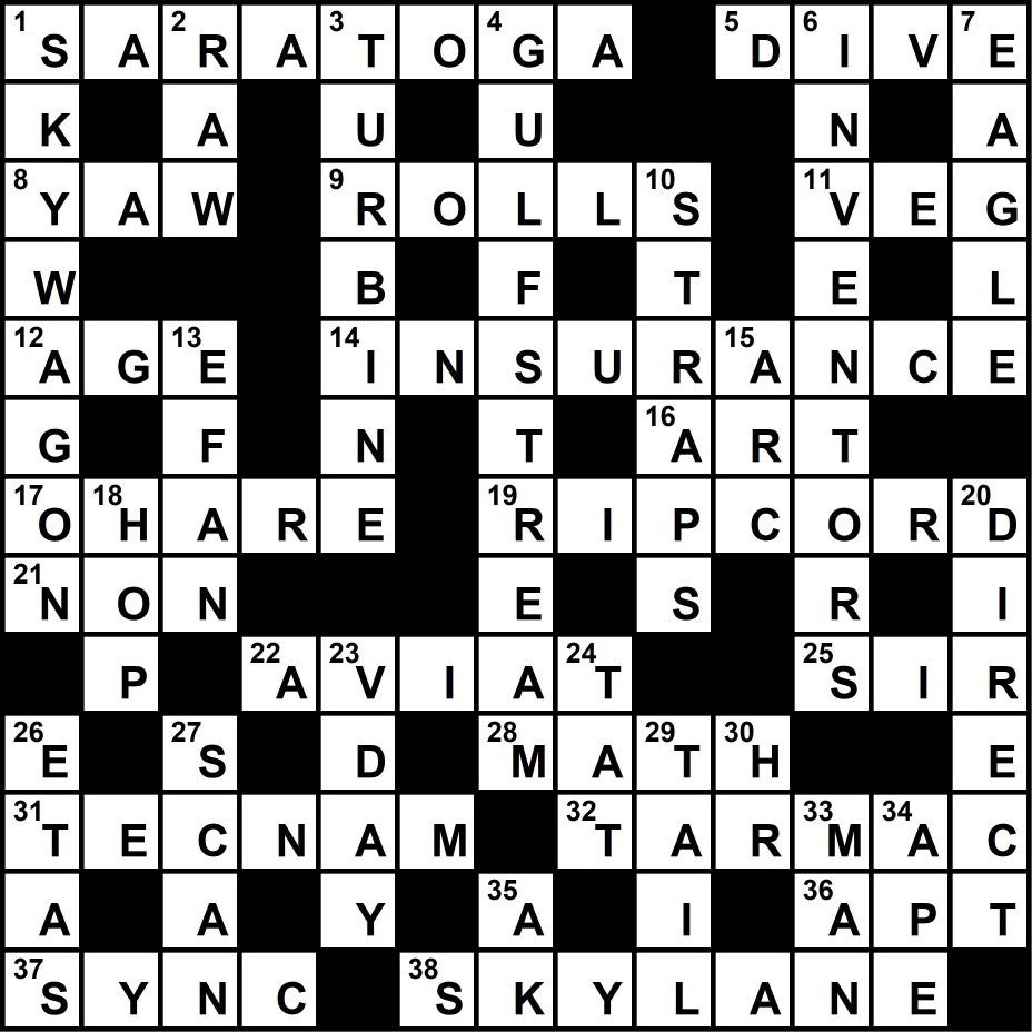 November 2018 Crossword Key