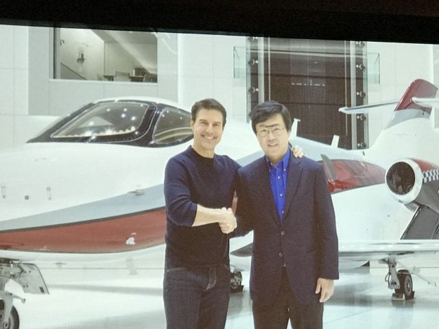 Tom Cruise and Honda Aircraft President and CEO Michimasa Fujino