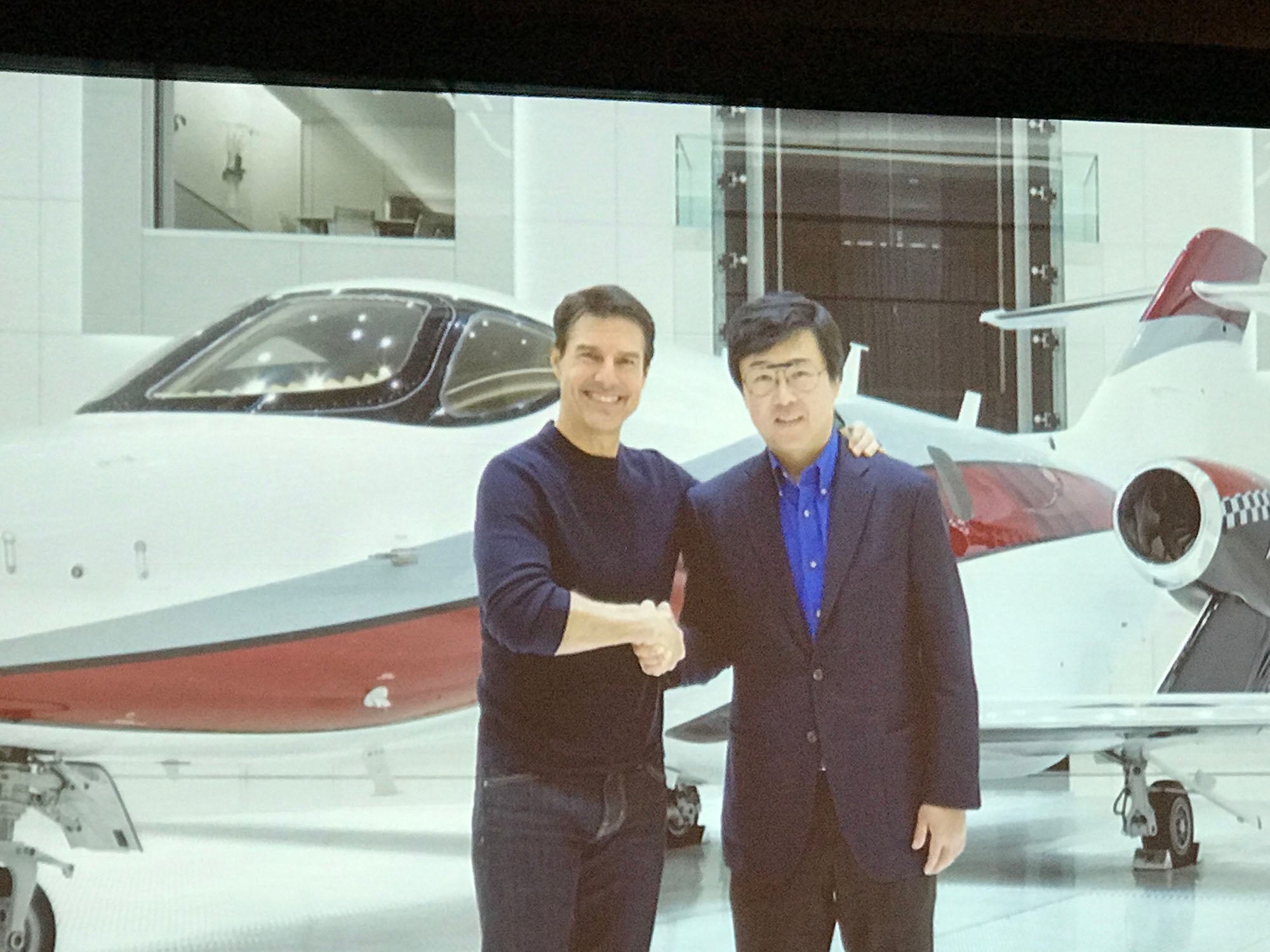 Tom Cruise and Honda Aircraft President and CEO Michimasa Fujino