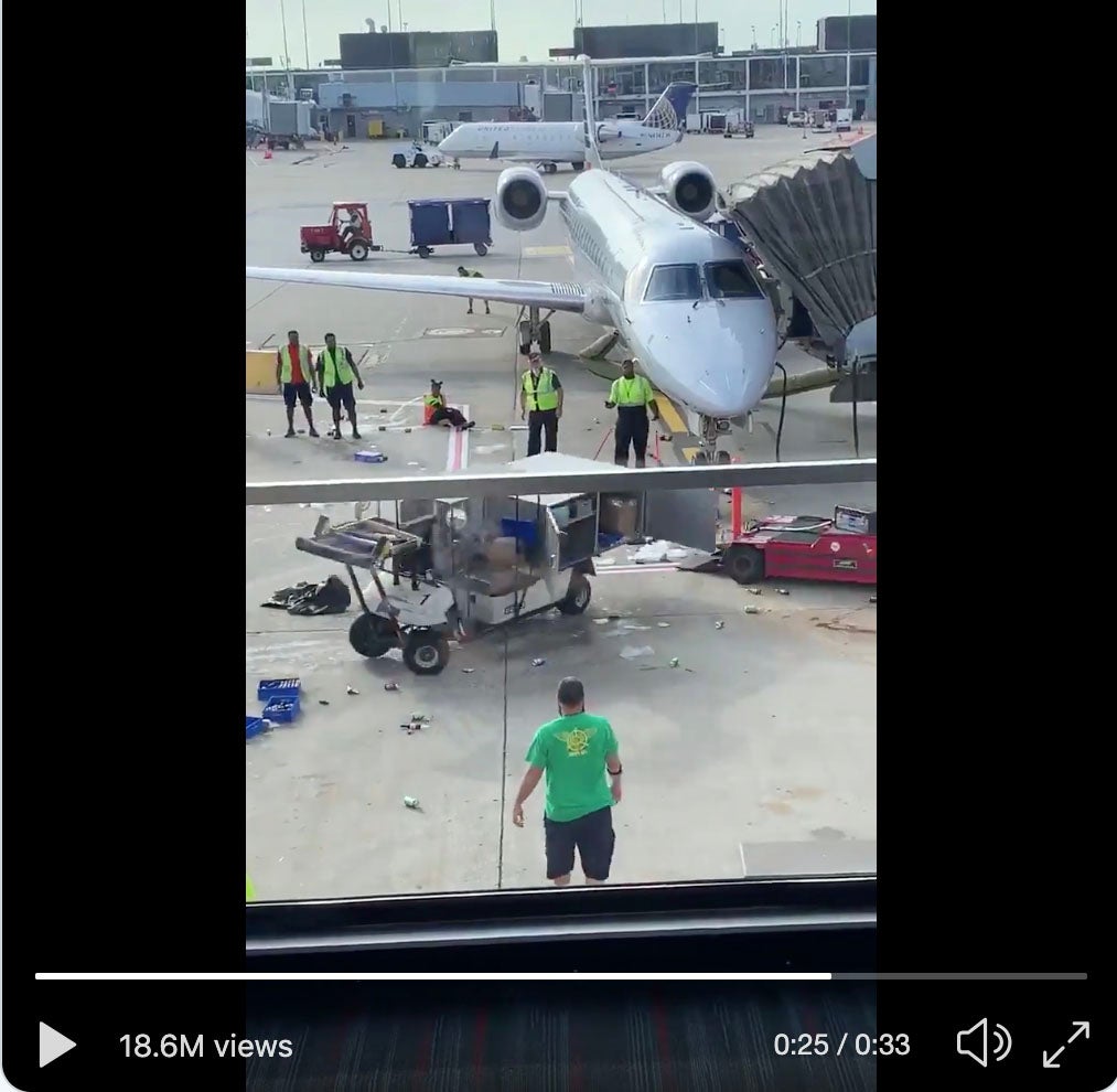 Video of an out of control food cart at O'Hare International Airport
