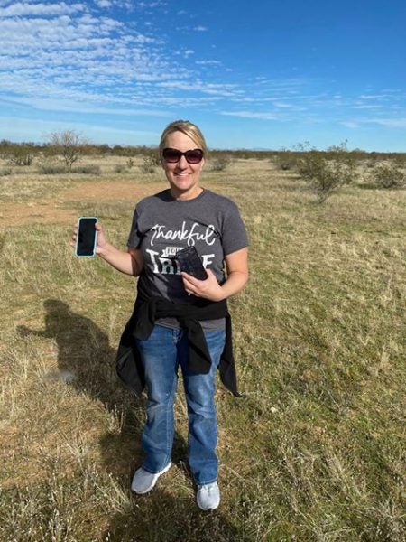 Karen Pruitt after finding her cell phone.