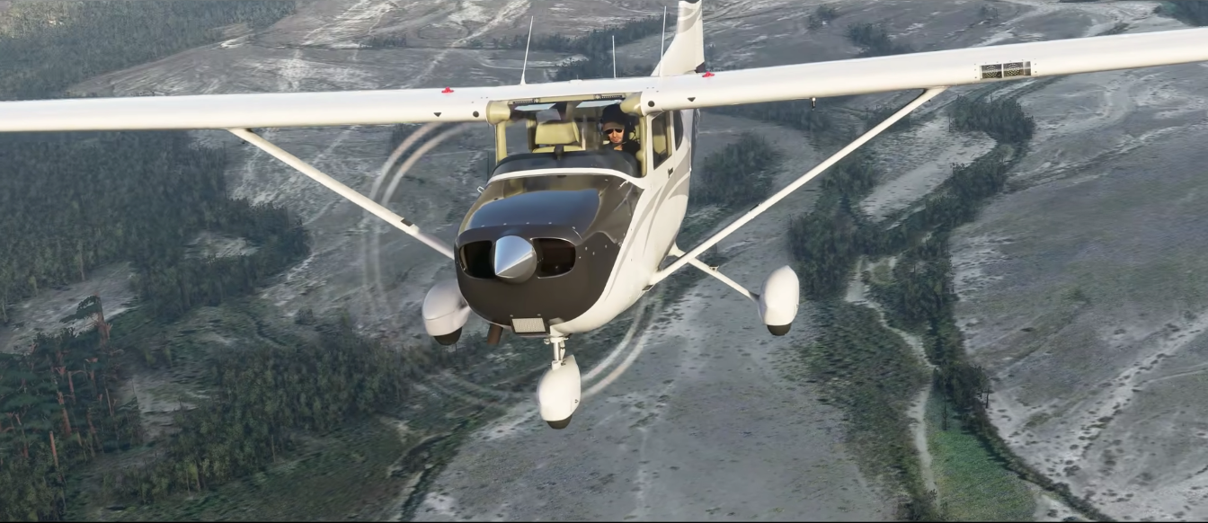 Pilot flying an airplane