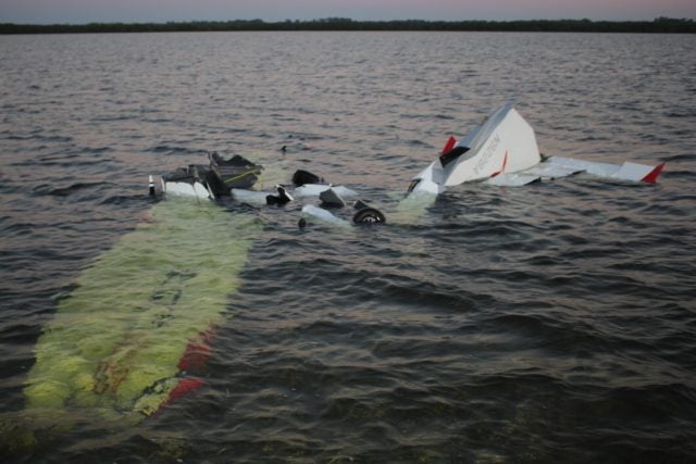 Pitcher Roy Halladay's airplane at the accident scene.