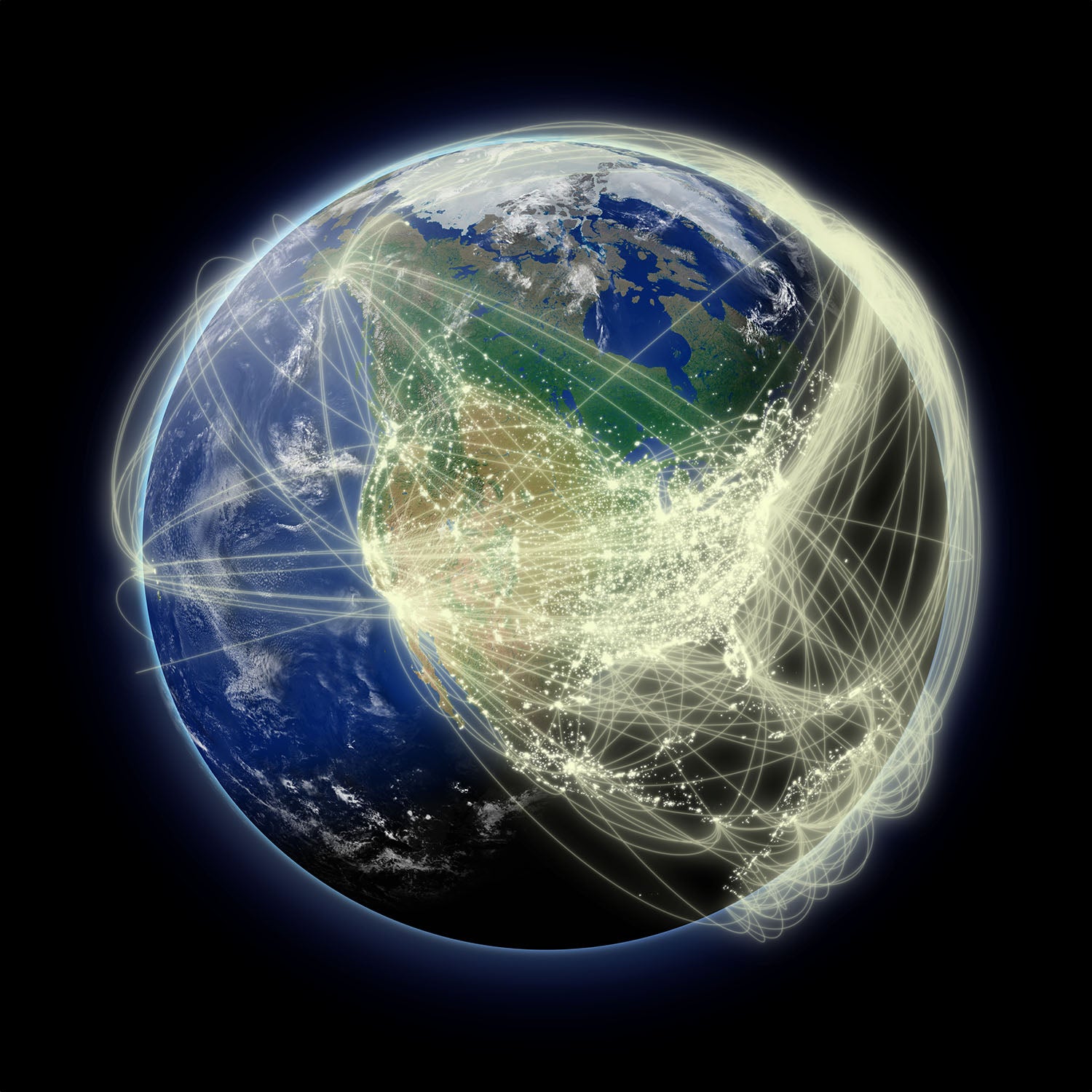 A network of flight paths.