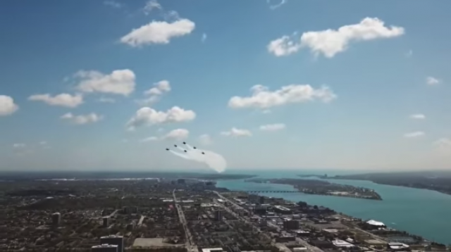 The U.S. Navy Blue Angels had a close call with a drone.