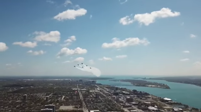 The U.S. Navy Blue Angels had a close call with a drone.