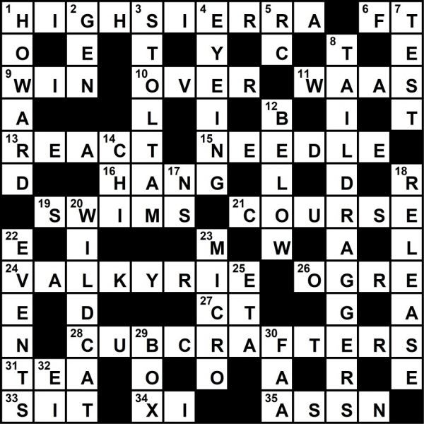 July 2020 Crossword Key