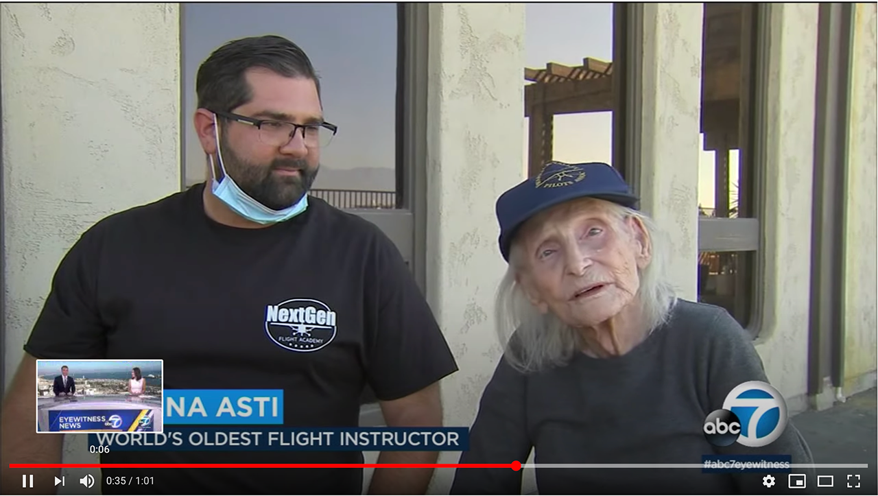 Robina Asti became the world's oldest CFI on July 26, 2020.