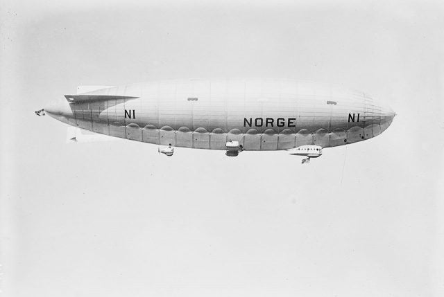 The airship Norge, which was flown over the North Pole by Roald Amundsen.