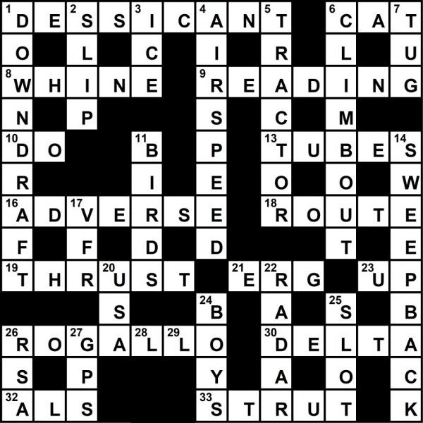 September 2020 Crossword Key