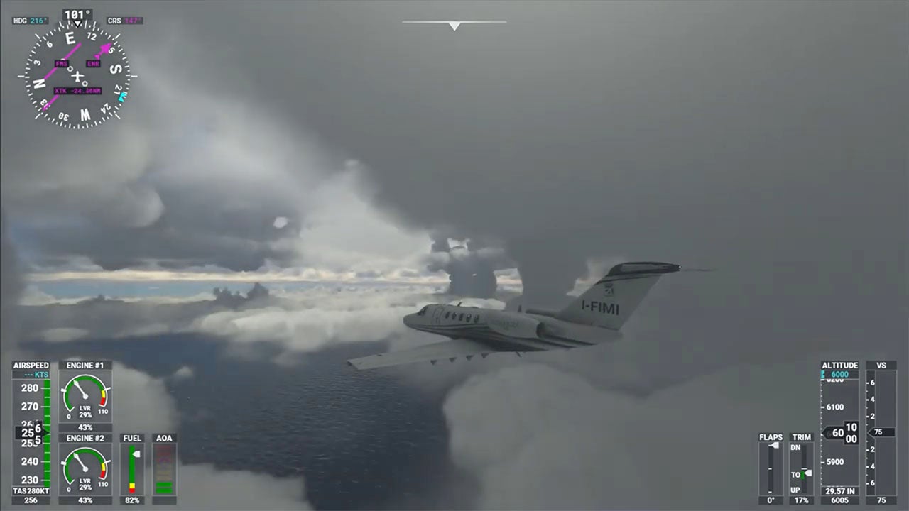 Flying through Hurricane Laura via Microsoft Flight Simulator.