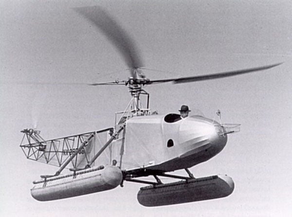 Igor Sikorsky flying the first helicopter, the VS-300.