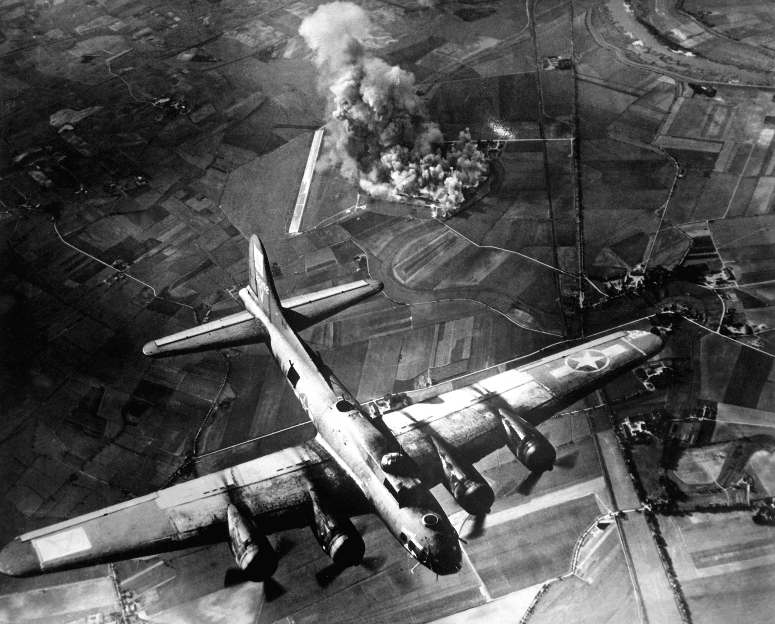 "The first big raid by the 8th Air Force was on a Focke Wulf plant at Marienburg. Coming back, the Germans were up in full force and we lost at least 80 ships - 800 men, many of them pals." 1943. Army Air Forces. (OWI) Exact Date Shot Unknown NARA FILE #: 208-YE-7 WAR & CONFLICT BOOK #: 1087