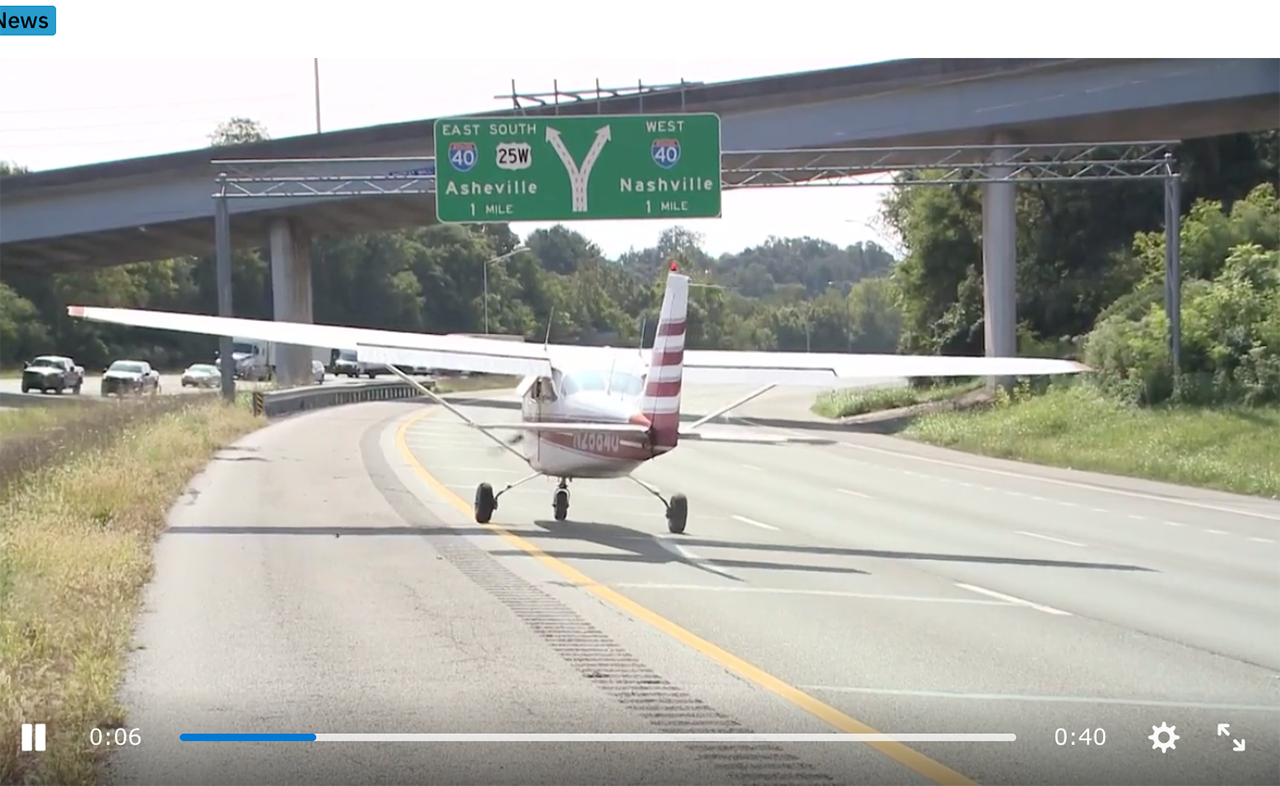 Plane takes off from freeway