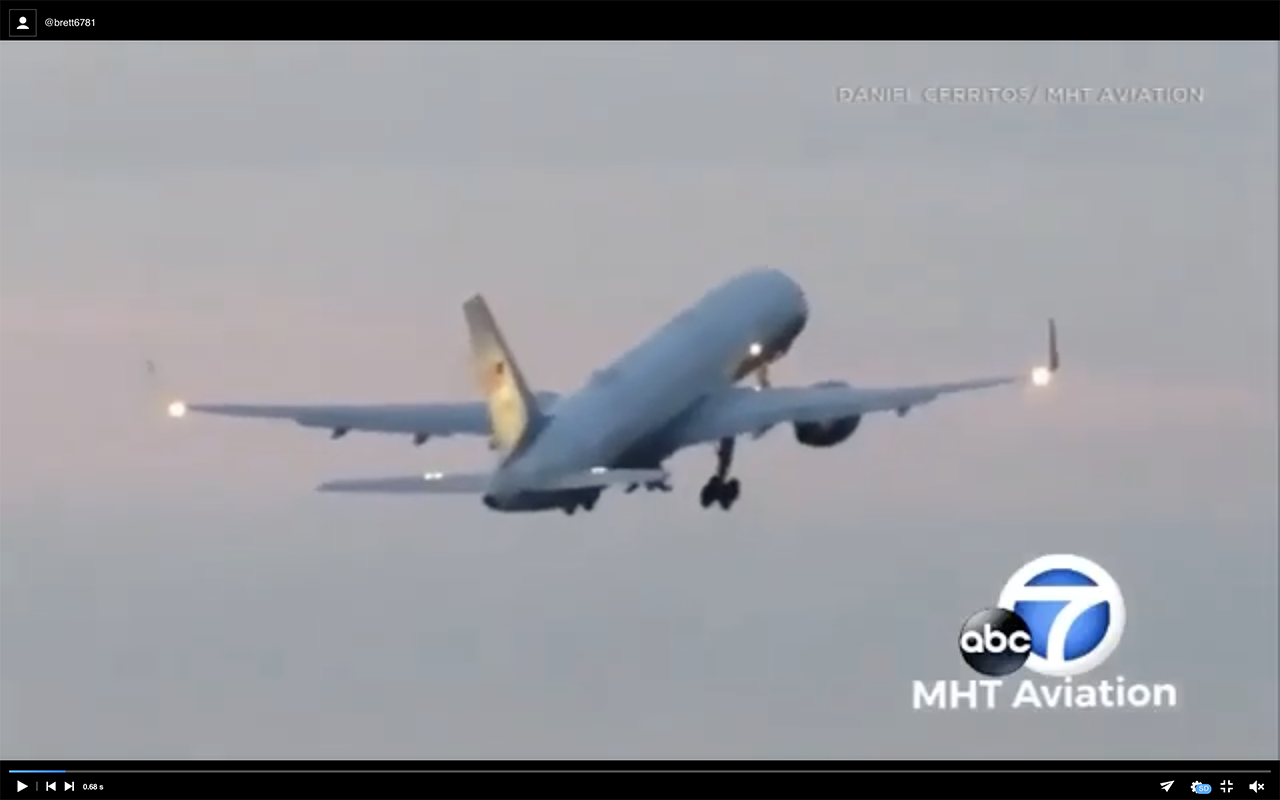A screencap of a video showing Air Force 2 vs. Pigeons