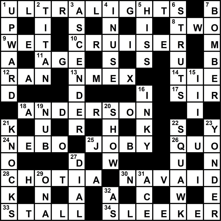 February 2021 Crossword Key