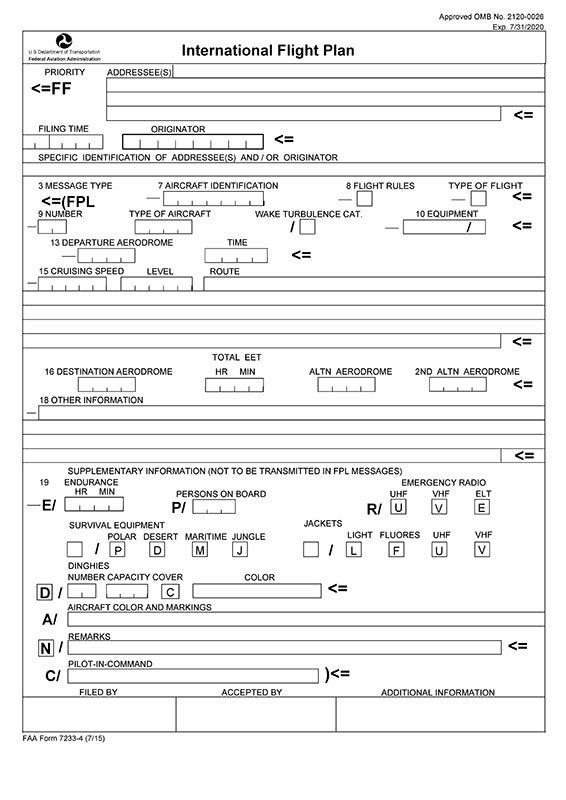 International Flight Plan