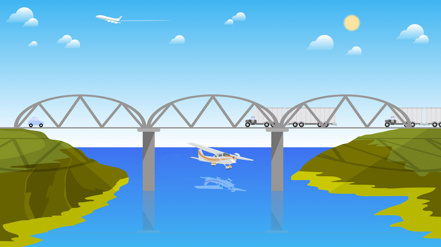 Flying under bridges