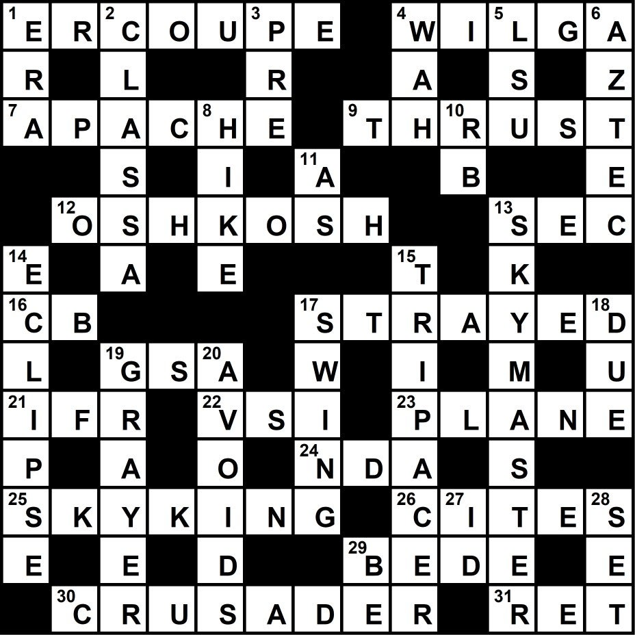 November 2021 Crossword Key