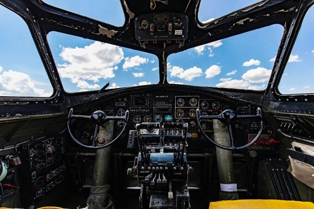 Inside the cockpit of a B-17 Bomber