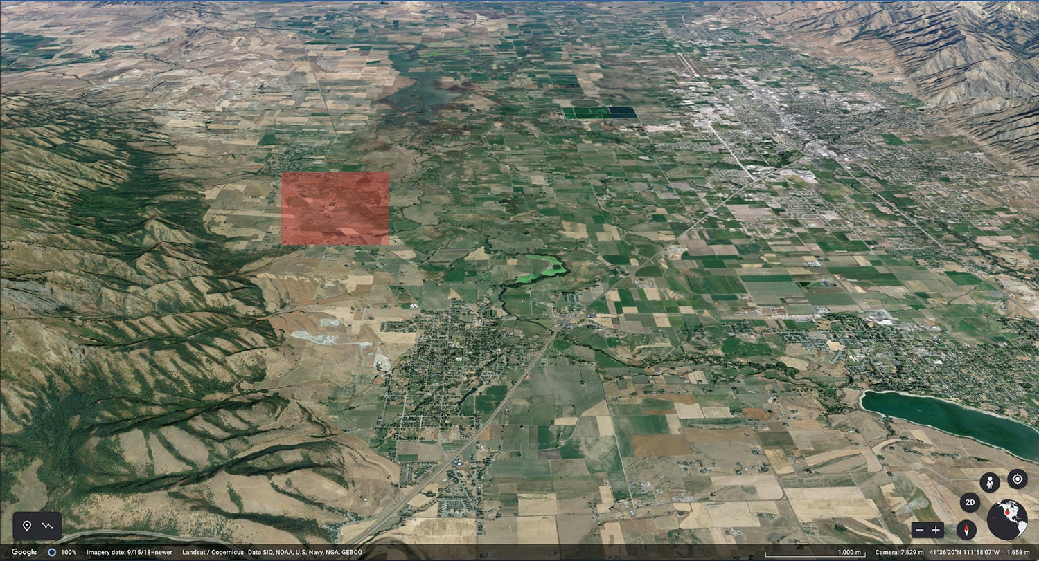 The remote, agricultural area of Cache County, Utah, where the fatal crash of a Utah State training aircraft took place.