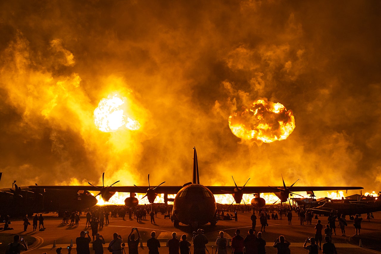 EAA’s signature wall of flames