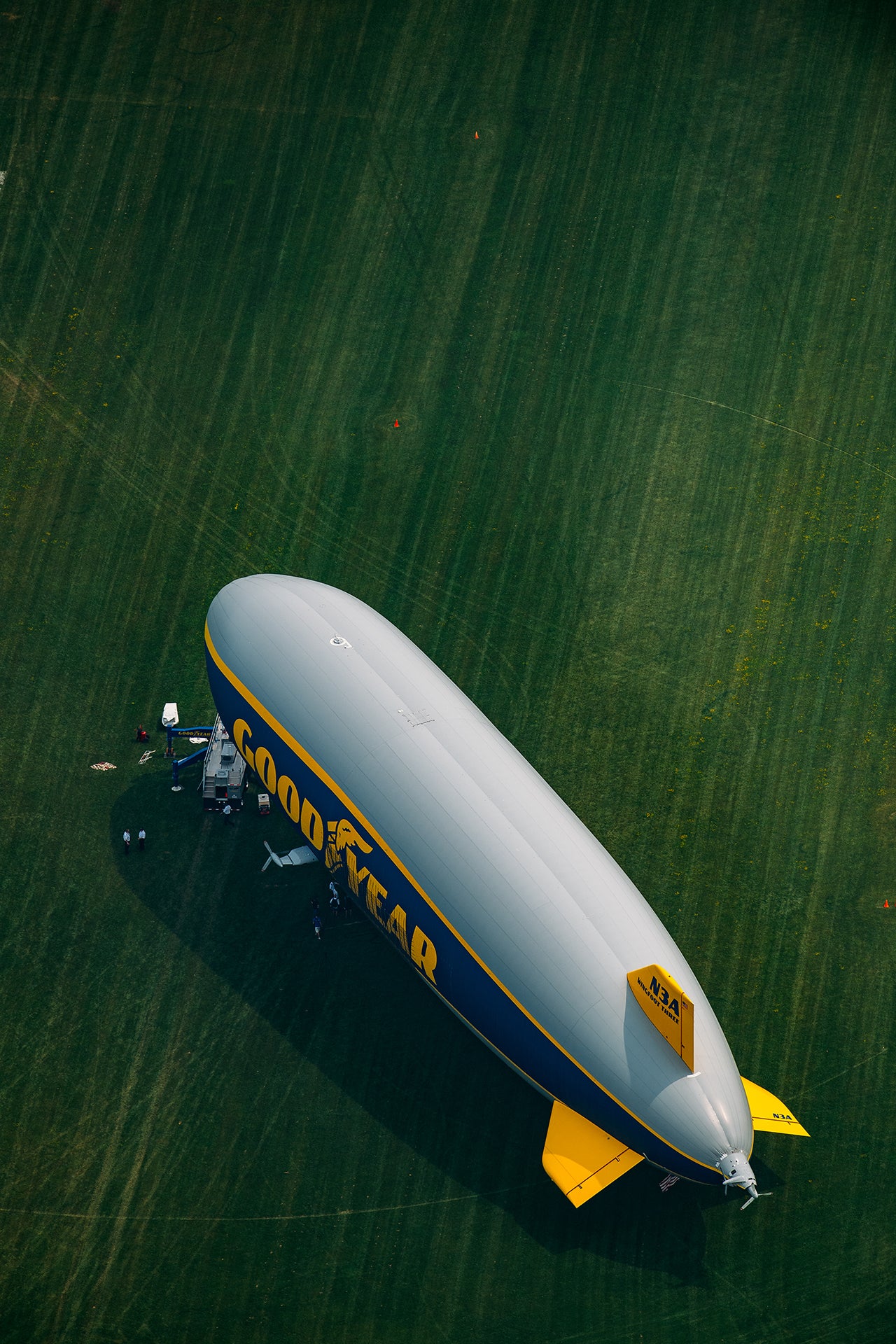 Goodyear blimp bird's eye view