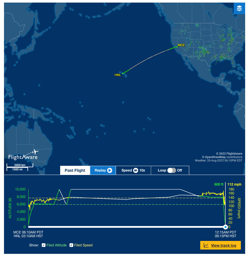 Graphic of flight track courtesy of FlightAware