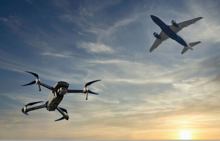 Drone and airplane
