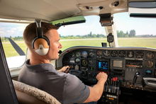 Pilot wearing headset