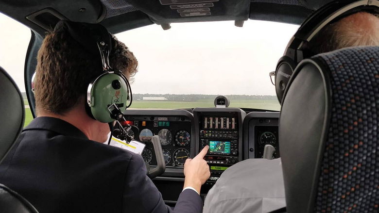Two pilots in a cockpit