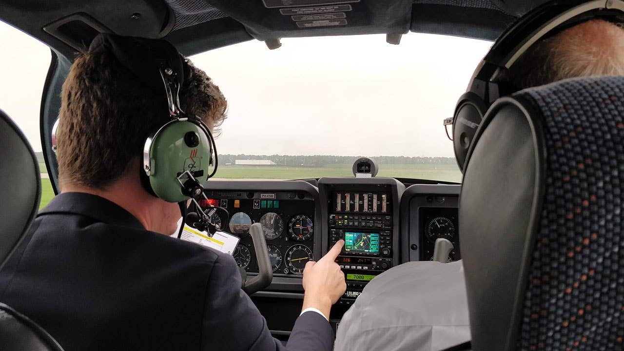 Two pilots in a cockpit