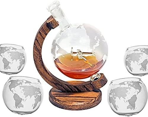 Airplane Globe Whiskey Decanter Set